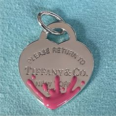 Never Used! No Signs Of Use! No Scratches! Authentic Tiffany & Co. Return Tt Hot Pink Splash Heart Tag Pendant Size Medium! 3 Cm X 2 Cm Comes In Pouch And Box Feel Free To Ask Bundle You Save On Shipping Guaranteed Authenticity Or Your Money Back Please Return To Tiffany And Co, Tiffany Co Rings, Pink Splash, Jewelry Wishlist, Tiffany And Co Necklace, Woven Ring, Key Pendant Necklace, Vintage Tiffany, Heart Tag