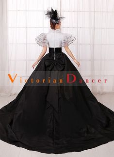 Black And White Southern Belle Rococo Queen Princess Civil War Ball Gown Dress   Condition: Brand New  Color: amp;nbsp; As Picture  Material: Satins And Lace  Silhouette: Ball Gown  Sleeve Length: Short Sleeve  Dresses Length:Floor-Length  Neckline:O-Neck  Decoration: Lace  Style: Vintage  Includes: Dress + Hat    amp;nbsp; Black Victorian Ball Gown For Costume Party, Black Fitted Victorian Dress For Wedding, Black Victorian Ball Gown For Evening, Fitted Black Victorian Ball Gown, Rococo Victorian Ball Gown With Historical Design, Floor-length Victorian Rococo Dress For Costume, Black Fitted Victorian Wedding Dress, Black Rococo Dress, Gothic Ball Gown