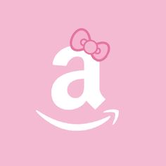 an amazon logo with a pink bow on it's head and the letter a