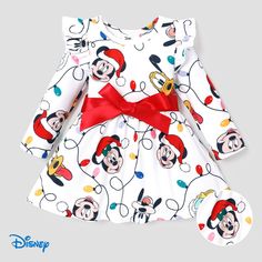 Shop for Disney Mickey and Friends Toddler Girl Christmas Full Print Bow Tie Long-sleeve Dress at PatPat US mobile, high quality and fast delivery. Newborn Christmas Outfit, Toddler Girl Christmas Dresses, Christmas Tutu Dress, Toddler Christmas Dress, Christmas Dress Baby, Christmas Dresses, Girls Christmas Outfits, Long Sleeve Outfits