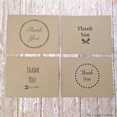 four thank you cards with an arrow on them