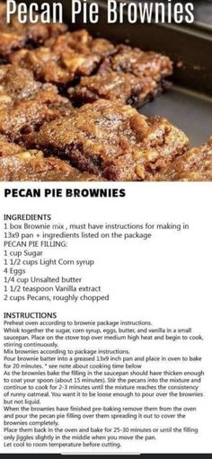 the recipe for pecan pie brownies