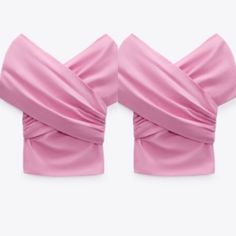 Brand New Pink Is Available Only Elegant Pink Zara Top, Pink Formal Top For Summer, Black Crop Tee, Tulle Top, Turtle Neck Crop Top, Linen Crop Top, Pink Wrap, Corset Style Tops, Velvet Crop Top