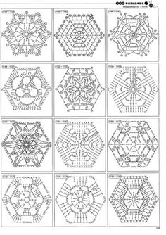 a cross stitch pattern with many different shapes and sizes, including hexagonals