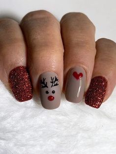 December Nails, Red Christmas Nails, Christmas Nails Easy, Christmas Nails Acrylic, Short Acrylic Nails Designs