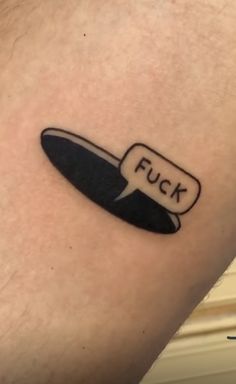 a man's arm with a black and white knife tattoo on it that says, flick