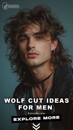 Bold and brave: The wolf cut for men – a haircut that roars with confidence and charisma. 🌟💪 Curly Wolf Cut Men, Blonde Chunks, Shaggy Hair, Step By Step Hairstyles, Medium Long Hair, Trendy Haircuts, Curly Hair Men, Curly Hair Cuts