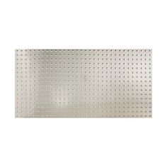 a metal sheet with holes on it in the middle of a white wall and floor