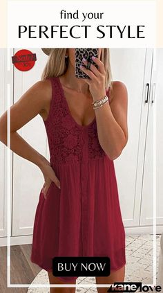 Lace Patchwork Button Sleeveless Mini Dress Lace Patchwork, Dresses By Length, Sleeveless Mini Dress, Elevate Your Style, Women's Fashion Dresses, Your Style, Short Dresses, Fashion Dresses, Mini Dress