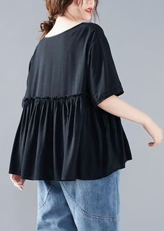 Beautiful black Blouse v neck wrinkled Vestidos De Lino blouse

 Materials used:cotton blended

Measurement:One size fits all for this item. Please make sure your size doesn't exceed this size: 4XL/BUST-120cm   
   
length 65cm / 25.35"
bust 120cm / 46.8"
Sleeve length 30cm / 11.7"



We ship worldwide.

Tracking numbers provided for all orders. Flowy Cotton V-neck Blouse, Casual Billowy V-neck Tops, Casual Black Blouse, Casual Black Flowy Blouse, Black Non-stretch Cotton Blouse, Black Ruched Blouse For Summer, Billowy Short Sleeve Cotton Blouse, Billowy Cotton Short Sleeve Blouse, Black Billowy Blouse For Spring