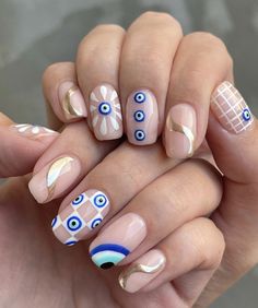 Celestial Nails, Ideas Uñas, Evil Eye Nails, Summer Nail Ideas, Clothing Finds, Eye Nail Art, Hello Nails, Prom 2020, Summer Toe Nails