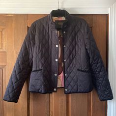 100% Authentic Coach Jacket. Black Quilted Diamond Pattern. Slight Sheen. Velvet Trim Detail. Pop Of Color Signature Lining (Pinks, Browns Cream) Silver Coach Stamped Snap Buttons. Size Large. Excellent Condition. Velvet Trim, Coach Jacket, Black Quilt, Diamond Quilt, Trim Detail, Quilted Jacket, Diamond Pattern, Black Diamond, Color Pop