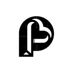 the letter p is made up of black and white letters, with an arrow in the middle