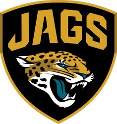 the jacksonville tigers logo on a black and gold shield with an image of a cheetah's head