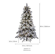 a white christmas tree with snow on the top and bottom, in front of a white background