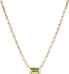 Yellow Gold Baguette Peridot Necklace Peridot Necklace, Handmade Fine Jewelry, August Birthstone, White Gift Boxes, August Birth Stone, Gold Set, Classic White, Baguette, Birthstone