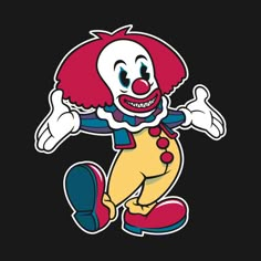 a cartoon character with red hair and clown makeup