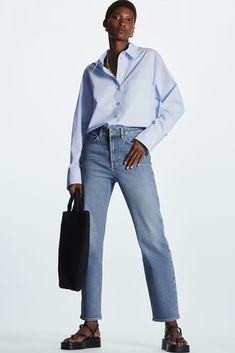 Discover great products at the best prices at Dealmoon. COS STRAIGHT-LEG ANKLE-LENGTH JEANS - BLUE - Jeans - COS. Price:$49.50 at COS Trousers Women Wide Leg, Black Turtleneck, Pocket Design, Rivets, V Shape, Recycled Cotton, Cropped Jeans, Wide Leg Jeans