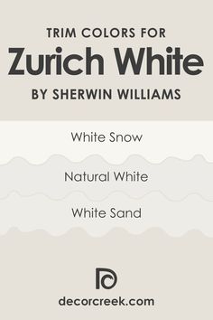 Best Trim Colors for Zurich White SW-7626 by Sherwin Williams Sw Zurich White, Best Trim Colors, Zurich White, Sherwin Williams White, Parents Bedroom, Trim Colors, Room Paint Colors, Interior Paint Colors