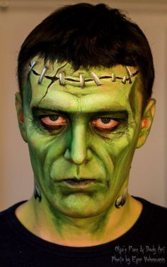 Frankenstein Face Paint, Halloween Hombre, Makeup Zombie, Monster Makeup, Halloween Makeup Ideas