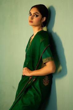 Buy Green Habutai Silk Hand Embroidered Dori Devika Saree For Women by Nishar Ahmed Online at Aza Fashions. Silk Sets With Zari Work In Traditional Drape, Traditional Drape Silk Sets With Zari Work, Traditional Silk Sets With Zari Work, Traditional Pre-draped Saree With Dori Work For Eid, Festive Silk Pre-draped Saree, Traditional Drape Sets With Zari Work In Tissue Silk, Transitional Silk Saree With Dori Work, Festive Tussar Silk Sets With Cutdana, Transitional Cotton Silk Traditional Wear With Dori Work