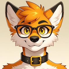 an orange and white fox wearing glasses