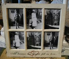 an old photo frame with four photos in it