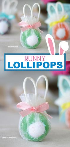 bunny lollipops are wrapped in plastic bags