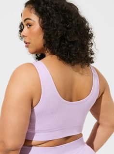 Matching style(s): 13886650 & 16925543 FIT Light padding for support and shape. Model is wearing size 1. MATERIALS + CARE Ribbed knit fabric. 94% nylon, 5% spandex, 1% cotton. Wash cold; dry low. Imported plus size bra. Details Front scoop neck. Back scoop neck. Fixed straps. Seamless construction for smooth look under clothes. The best plus size women's seamless scoop bralette bralettes in lilac breeze made of seamless. Fitted Seamless Loungewear Bra, Seamless Fitted Bra For Loungewear, Fitted Seamless Bra For Loungewear, Casual Seamless Fitted Bra, Seamless Fitted Casual Bra, Ribbed Fitted Bra, Disney Leggings, New Street Style, Shoes For Leggings