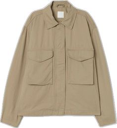 Beige Cotton Utility Jacket With Multiple Pockets, Trendy Beige Cotton Outerwear, Trendy Beige Cotton Utility Jacket, H&m Beige Outerwear For Spring, H&m Streetwear Outerwear With Pockets, H&m Cotton Long Sleeve Outerwear, H&m Brown Spring Outerwear, H&m Cotton Outerwear For Work, H&m Cotton Outerwear For Streetwear