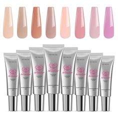 PRICES MAY VARY. ❤Classic&Natural Poly Nail Gel Colors: Arousar poly extension gel kit includes 8 colors poly builder nail gels in different colors, 15ml/ 0.5oz in each bottle, meeting your daily manicure naidemands. 8 popular colors, you can DIY nail salon in different nail colors and styles, showing your unique beauty in any occasion. ❤Quick Dry and Long Lasting: This nail extension gel dries very fast, only cured under nail light for 90-120 secs, which gives nails high endurance & long-lastin Nail Extensions Shapes, Poly Nail Gel, Colorful Nail Art, Gel Set, Nail Art Salon, Nail Art At Home, Manicure Gel, Classic Nails, Pink Nail