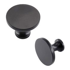 two black knobs are shown against a white background, one is round and the other has