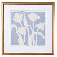 an image of white flowers in a gold frame