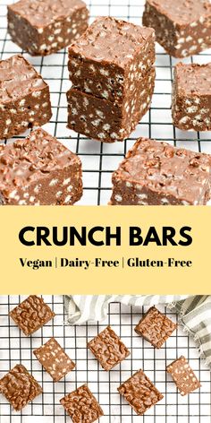 vegan, dairy free gluten - free crunch bars on a cooling rack