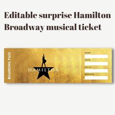 a ticket for the broadway musical festival with an image of a woman on top of a star