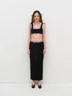 Mayfair Crochet Crop Top — Black | For Love & Lemons Black Fitted Cropped Crochet Top, Black Sleeveless Crop Top With Lace Trim, Chic Fitted Crop Top With Crochet Trim, Black Lace Trim Crop Top For Summer, Summer Black Crop Top With Lace Trim, Black Lace Crop Top For Summer, Black Crochet Crop Top For Spring, Crochet Cropped Top, Top A Crochet