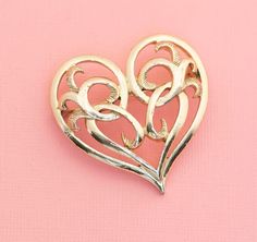 Vintage Art Nouveau Intricate Heart Love Gold Tone Brooch A gold tone heart brooch with intricate Art Nouveau style. Elegant Gold Brooch For Valentine's Day, Elegant Gold Brooches For Valentine's Day, Gold Heart-shaped Brooches For Gifts, Gold Heart Brooches For Wedding, Cupid Love, Intricate Art, Heart Brooch, Art Nouveau Style, Gold Brooches