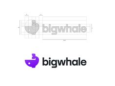 the logo for bigwhale is shown in purple and black, with an image of a