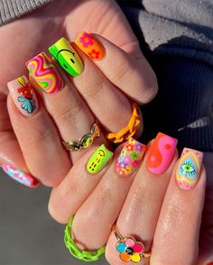 Top 25  Vibrant Summer Nails for 2024 that are A Must-Try Bright Summer Nails 2023, Summer Nails 2023, Cute Summer Nail Designs, Funky Nail Art, Retro Nails, Bright Summer Nails, Colorful Nails