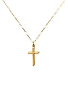 Materials Vintage deadstock vermeil cross charm Gold-filled chain Measurements 16" chain Notes Pendant has a unique shadow, modern twist to the classic everyday cross. Cross Pendant Necklace With Cable Chain As Gift, Everyday Cross Pendant Charm Necklace, Vintage Cross Necklace, Gold Cross Necklace, Cross Charms, Gold Cross, Gold Filled Chain, Cross Necklace, Arrow Necklace