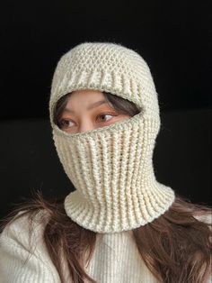 t Sage Green Light, Sage Green And Cream, Crochet Balaclava, Beanie Crochet