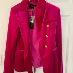 Pink Jacket With Gold Buttons Pink Velvet Suit, Pink Velvet Jacket, Velvet Suit, Velvet Jacket, Pink Jacket, Pink Velvet, Gold Buttons, Suit Jackets, Blazer Suit