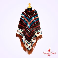 Alpaca Poncho with Native Pattern - Red Triangular Design - Native Pattern - Handmade Poncho FREE SHIPPING Large poncho made of alpaca wool. The ponchos are made from 50% alpaca wool and 50% acrylic. This mix of raw materials ensures that the material is strong, warm and soft! Experience freedom of movement and soft, smooth material. This poncho fits medium to large sized people. Order one of our ponchos now, they are of exceptional quality! It is ideal for a perfect gift, and surprises those yo Alpaca Brown Shawl For Winter, Brown Alpaca Shawl For Winter, Winter Brown Alpaca Shawl, Multicolor Alpaca Shawl Poncho, Brown Alpaca Poncho For Winter, Multicolor Alpaca Shawl For Winter, Brown Alpaca Winter Cape, Traditional Brown Winter Cape, Brown Alpaca Shawl