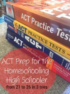 a stack of books with the title act prep for the homeschooling high schooler