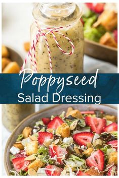 poppy seed salad dressing in a bowl with strawberries