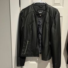 Perfect Condition Questions? Leave A Comment Guess Leather Jacket, Leave A Comment, Jackets & Coats, Jackets For Women, Leather Jacket, Leather, Women Shopping, Black, Color