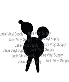 a black and white silhouette of a poodle on a white background with the words, jasie vinyl supply