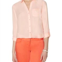 The Ashton Blouse | Basic Work Blouse Top | The Limited Size Xsmall Petite They Are The Perfect Workday Shirt And One Of The Most Comfortable Shirts. They Can Also Be Worn Casually On The Weekend. Color Light Orange New Tags Marked To Prevent Return To Store Pink Shirt For Workwear In Summer, Pink Summer Workwear Shirt, Pink Spring Blouse For Work, Pink Spring Blouse For Workwear, Spring Pink Blouse For Work, Pink Button-up Top, Casual Pink Blouse For Office, Pink Button-up Top For Work, Pink Spring Workwear Top