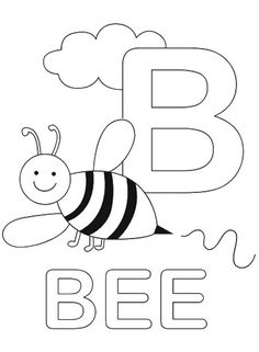 the letter b is for bee coloring page