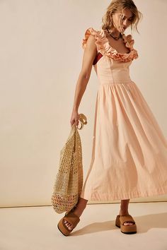 Ruffle It Up Midi | Free People Romantic Look, Skirt Design, Endless Summer, Boho Clothing, Fitted Bodice, Women's Casual, In Summer, Square Neckline, Boho Outfits